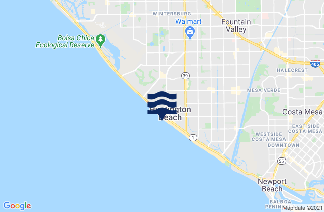 Mappa delle Getijden in Huntington Pier, United States