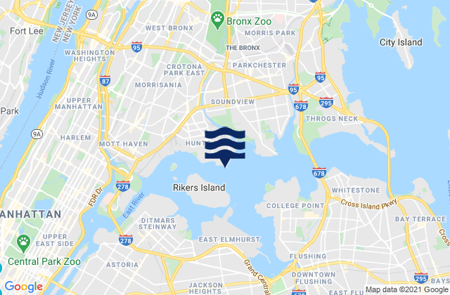 Mappa delle Getijden in Hunts Point (Bronx), United States