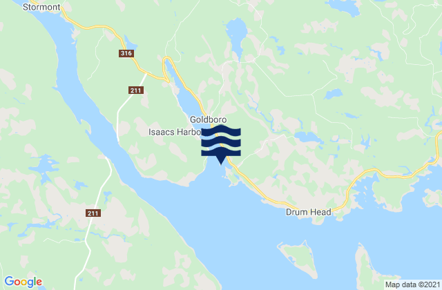 Mappa delle Getijden in Hurricane Island, Canada