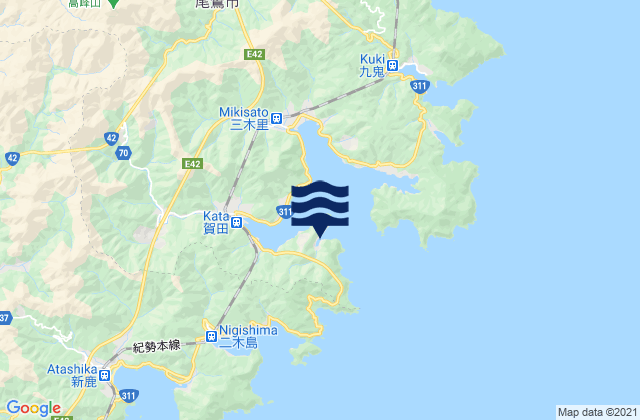 Mappa delle Getijden in Hurue, Japan