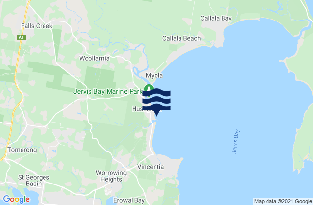 Mappa delle Getijden in Huskisson Beach, Australia