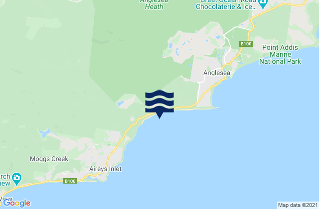 Mappa delle Getijden in Hut Gulley (Guvvos), Australia