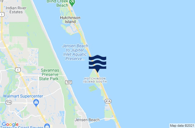 Mappa delle Getijden in Hutchinson Island South, United States