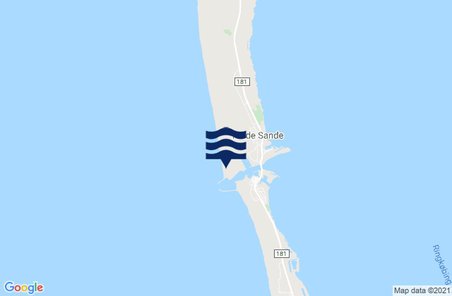 Mappa delle Getijden in Hvide Sande North Beach, Denmark