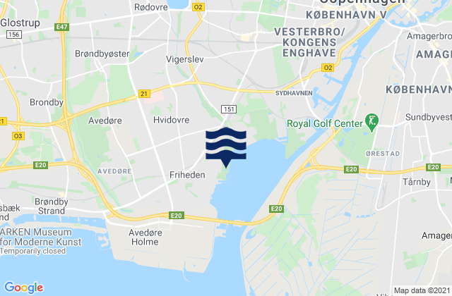 Mappa delle Getijden in Hvidovre, Denmark