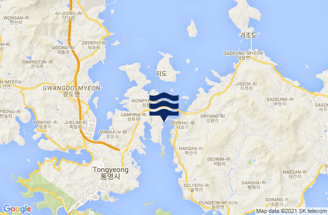 Mappa delle Getijden in Hyonnaeryang-haehyop Chinhae-man, South Korea