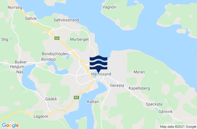 Mappa delle Getijden in Härnösand, Sweden
