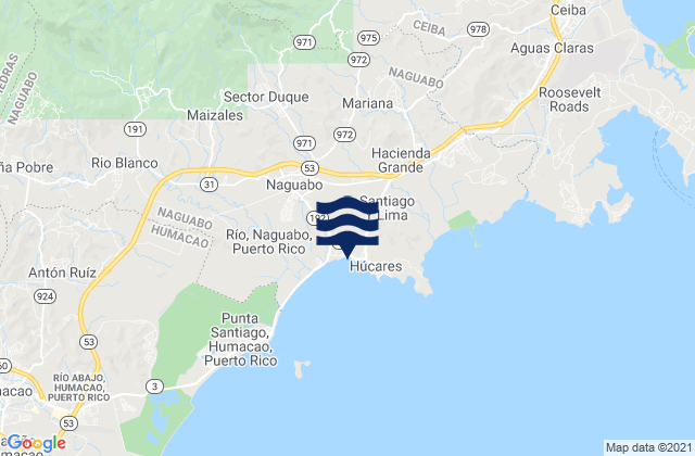 Mappa delle Getijden in Húcares Barrio, Puerto Rico