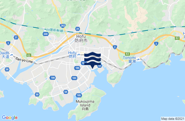 Mappa delle Getijden in Hōfu, Japan