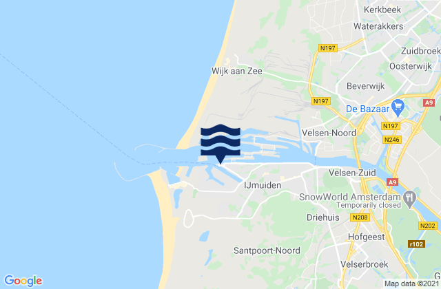 Mappa delle Getijden in IJmuiden Port Amsterdam, Netherlands