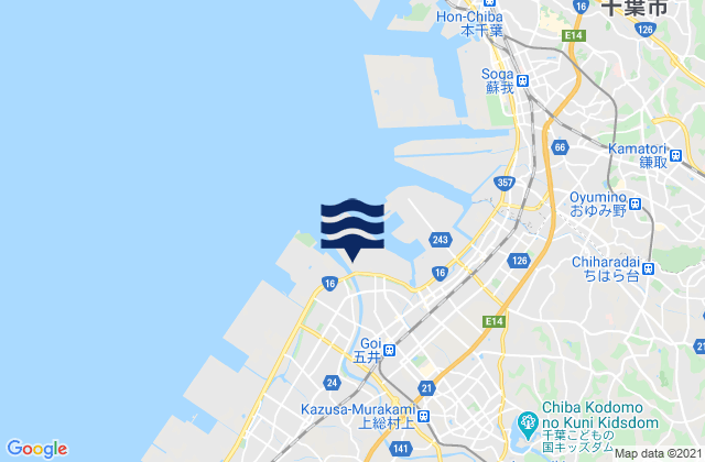 Mappa delle Getijden in Ichihara, Japan
