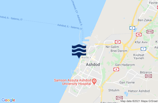 Mappa delle Getijden in Igolim Ashdod, Israel