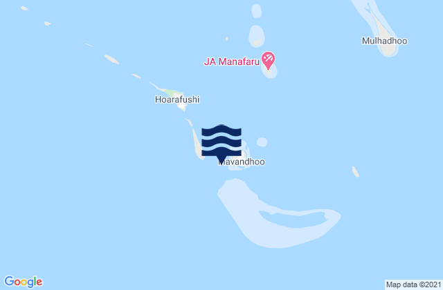 Mappa delle Getijden in Ihavandu Maldive Islands, India
