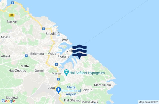Mappa delle Getijden in Il-Birgu, Malta