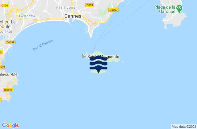 Mappa delle Getijden in Ile St Honorat, France