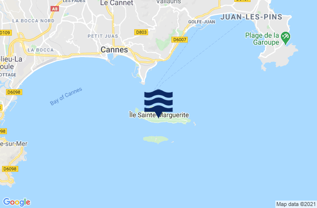 Mappa delle Getijden in Ile Ste Marguerite, France