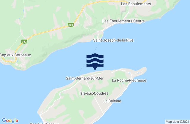 Mappa delle Getijden in Ile aux Coudres, Canada
