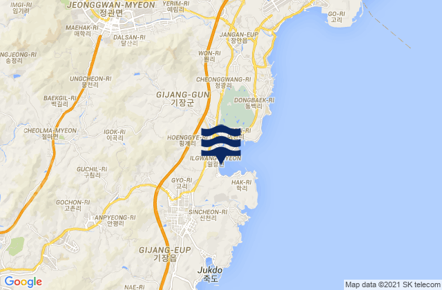 Mappa delle Getijden in Ilgwang, South Korea