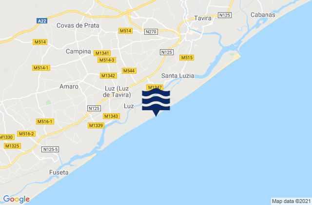 Mappa delle Getijden in Ilha de Tavira, Portugal