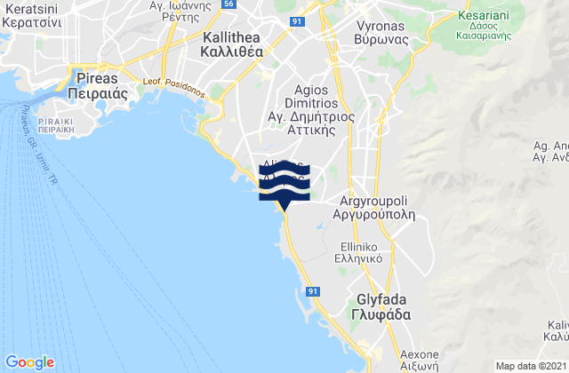 Mappa delle Getijden in Ilioúpoli, Greece