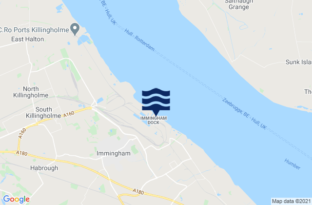 Mappa delle Getijden in Immingham Dock, Humberside, United Kingdom