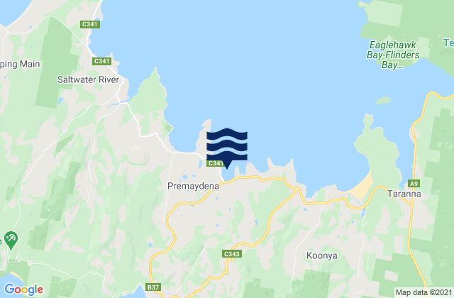 Mappa delle Getijden in Impression Bay, Australia