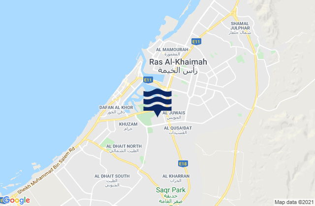 Mappa delle Getijden in Imārat Ra’s al Khaymah, United Arab Emirates
