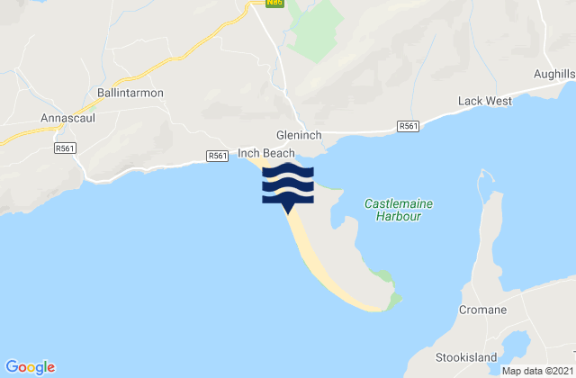 Mappa delle Getijden in Inch beach, Ireland