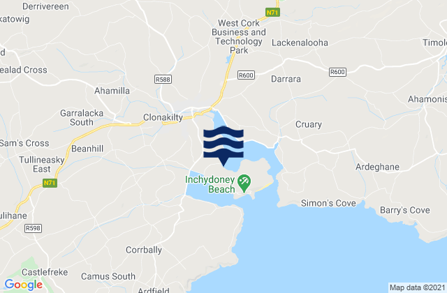 Mappa delle Getijden in Inchydoney Island, Ireland