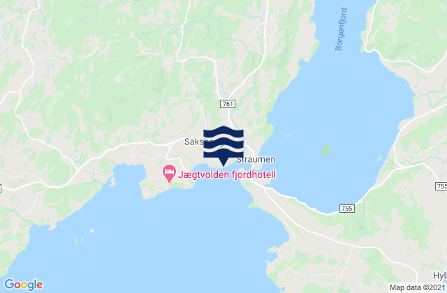 Mappa delle Getijden in Inderøy, Norway