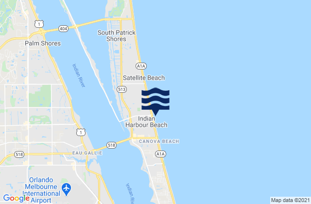 Mappa delle Getijden in Indian Harbour Beach, United States