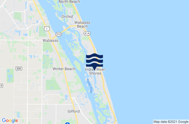 Mappa delle Getijden in Indian River Shores, United States
