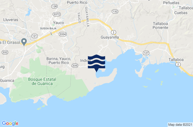 Mappa delle Getijden in Indios, Puerto Rico