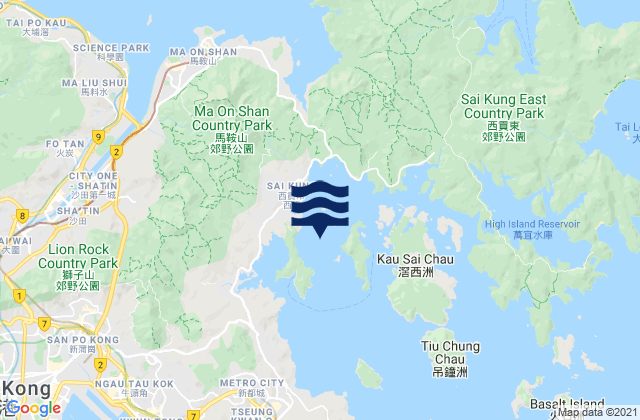 Mappa delle Getijden in Inner Port Shelter, Hong Kong