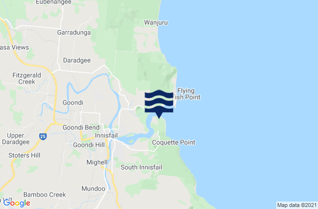 Mappa delle Getijden in Innisfail, Australia