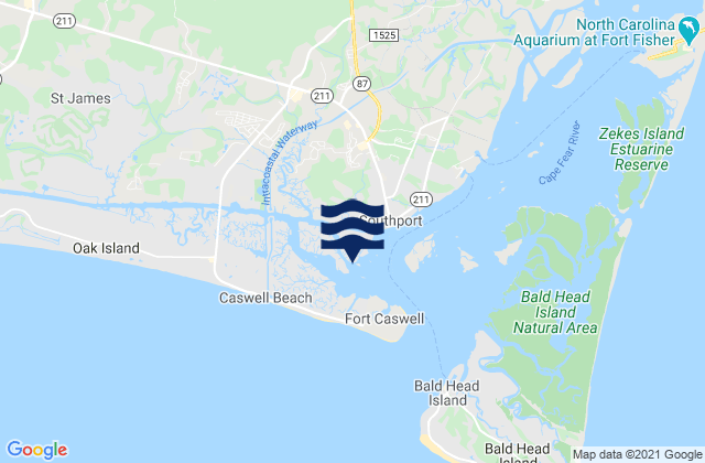 Mappa delle Getijden in Intracoastal Waterway Southport, United States