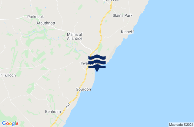 Mappa delle Getijden in Inverbervie Beach, United Kingdom