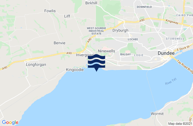 Mappa delle Getijden in Invergowrie Bay, United Kingdom