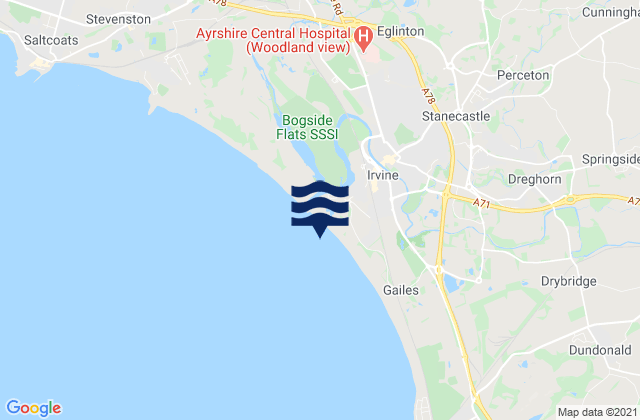 Mappa delle Getijden in Irvine Beach, United Kingdom