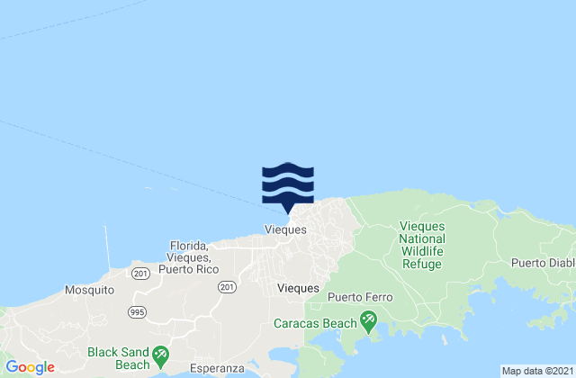 Mappa delle Getijden in Isabel Segunda Vieques Island, Puerto Rico