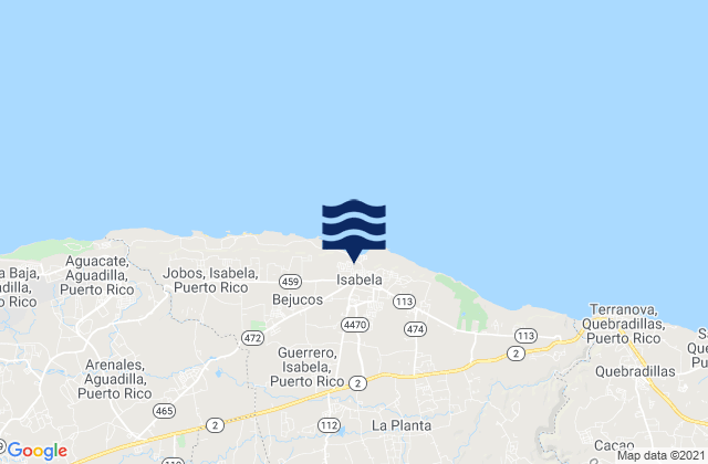 Mappa delle Getijden in Isabela Barrio-Pueblo, Puerto Rico
