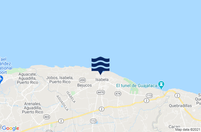 Mappa delle Getijden in Isabela, Puerto Rico