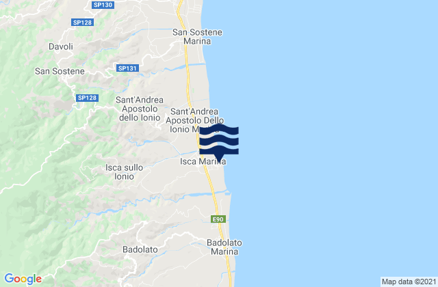 Mappa delle Getijden in Isca Marina, Italy