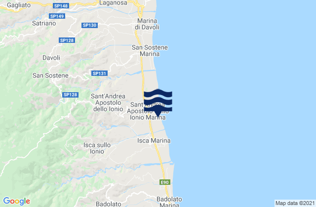 Mappa delle Getijden in Isca sullo Ionio, Italy