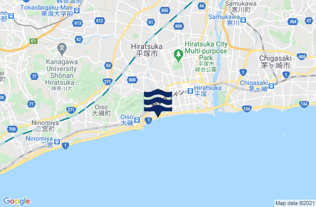 Mappa delle Getijden in Isehara, Japan