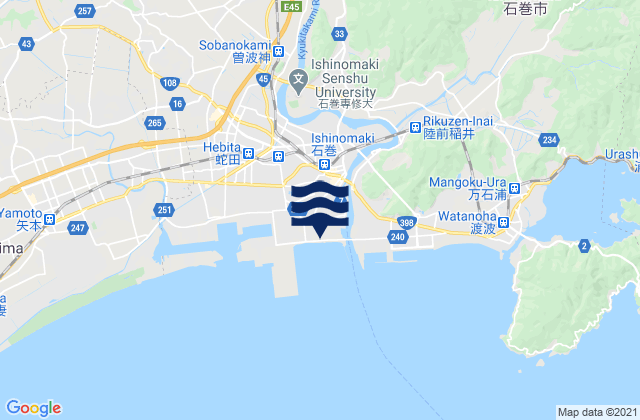 Mappa delle Getijden in Ishinomaki, Japan