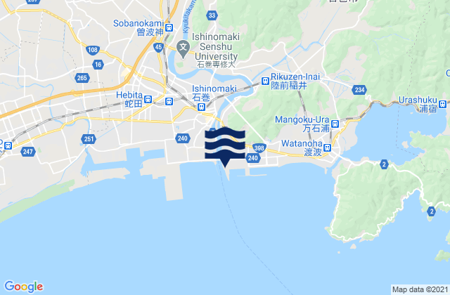 Mappa delle Getijden in Isinomaki, Japan