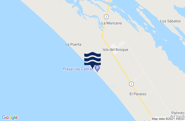 Mappa delle Getijden in Isla del Bosque, Mexico