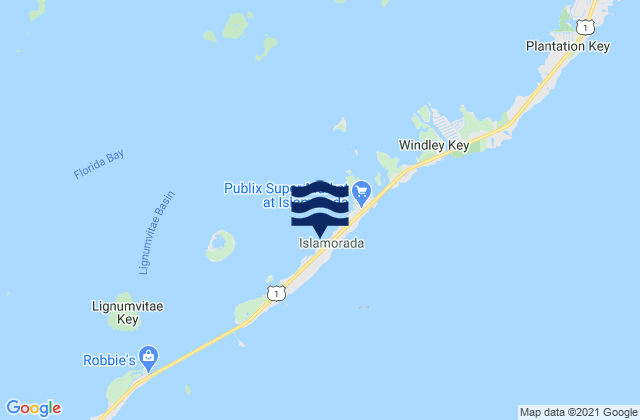 Mappa delle Getijden in Islamorada Upper Matecumbe Key Florida Bay, United States