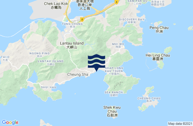 Mappa delle Getijden in Islands District, Hong Kong